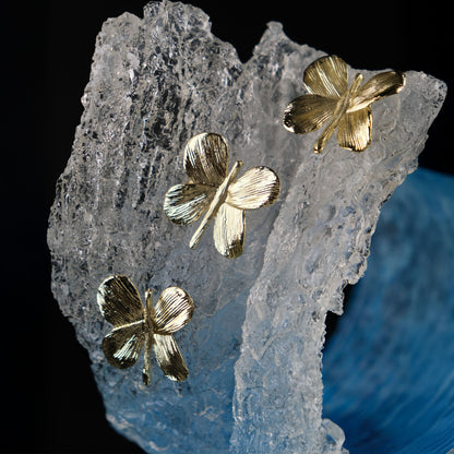 Blue Sea Wave with Golden Butterflies Sculpture 