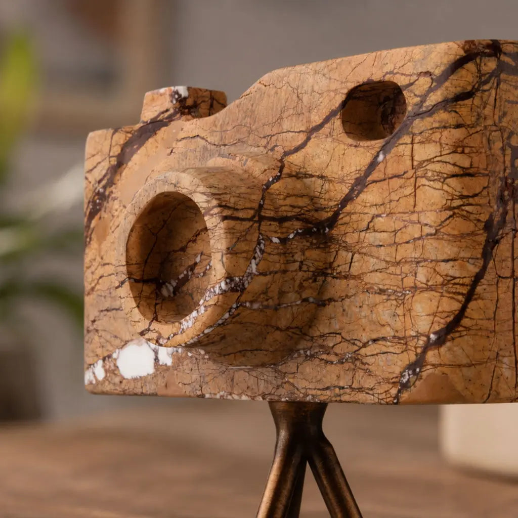 Marble Retro Style Camera Showpiece 