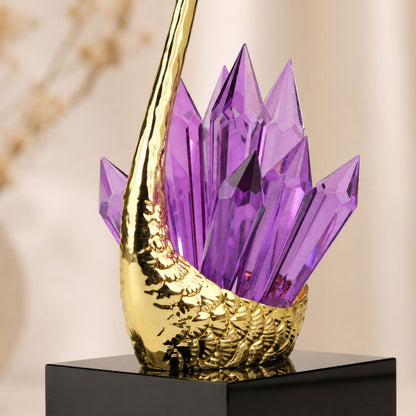 Amethyst Crystal Swan Sculpture 