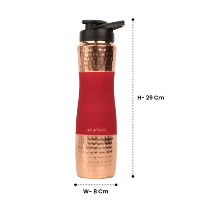 Hammered Copper Sipper Bottle with Cleaning Brush