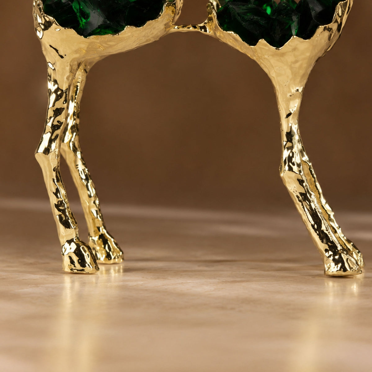Luxury Gold Antelope with Green Fluorite 