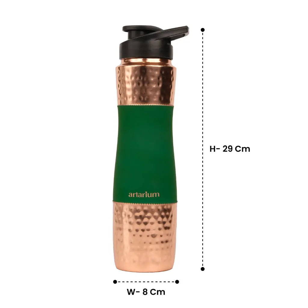 Hammered Copper Sipper Bottle with Cleaning Brush