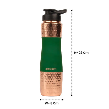 Hammered Copper Sipper Bottle with Cleaning Brush