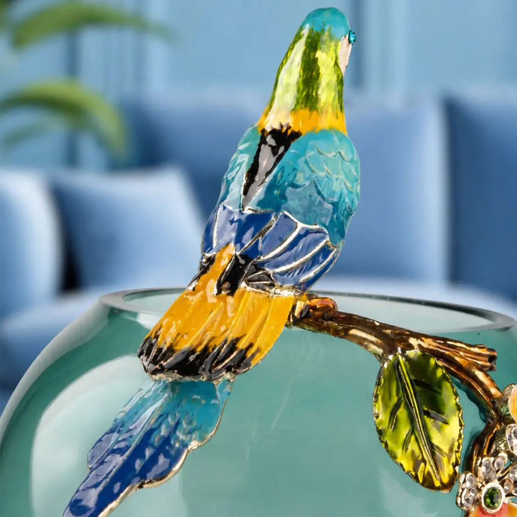 Aviary Glass Vase with Bird Accent 