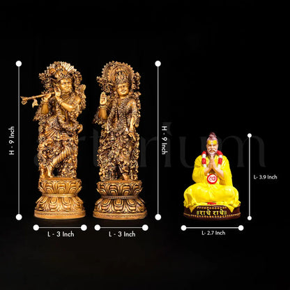 Radha Krishna & Premanand Ji Maharaj Idols Set