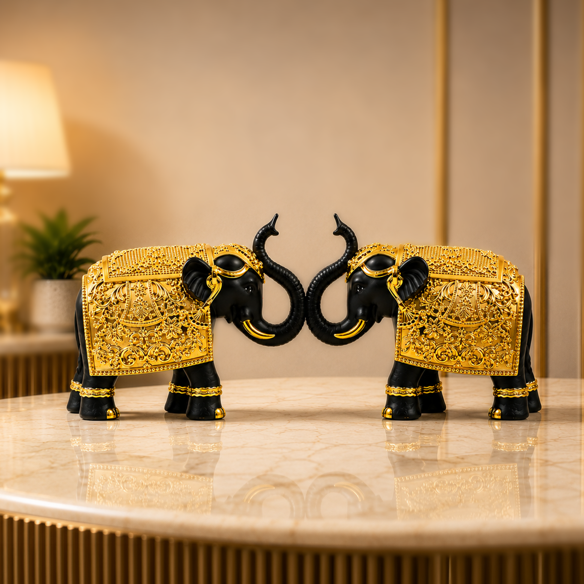 Royal Elephant Gold Plated Statue 