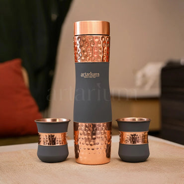 Hammered Copper Bottle in Cups Artarium