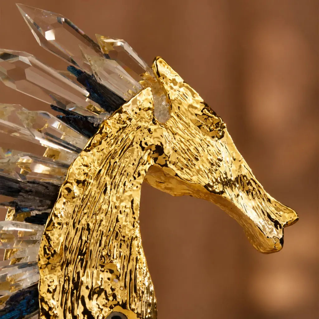 Crystal Prism Golden Horse Figurine 
