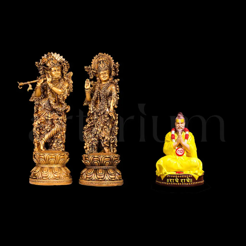 Radha Krishna & Premanand Ji Maharaj Idols Set