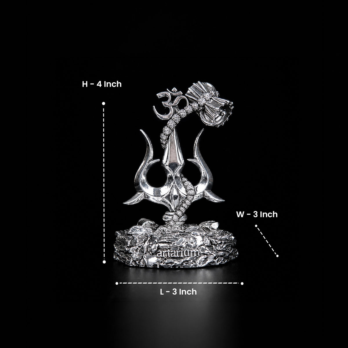 Lord Shiva Trishul With Damru Silver Plated 
