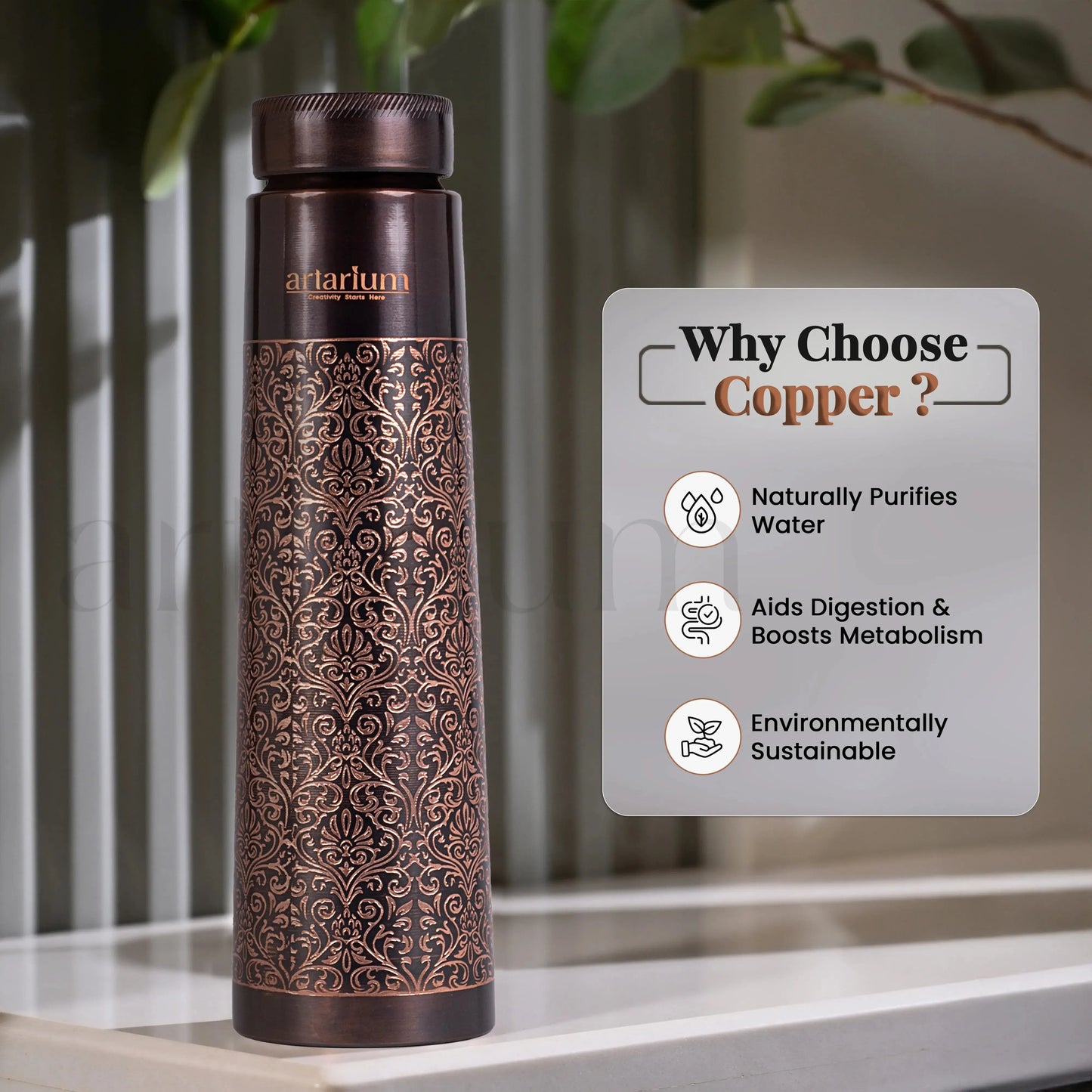 Antique Etching Copper Bottle theartarium