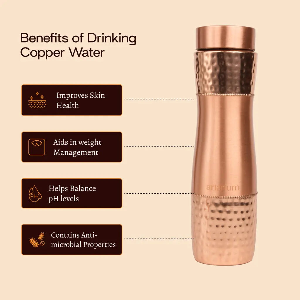 Hammered Copper Bottle Complete Set