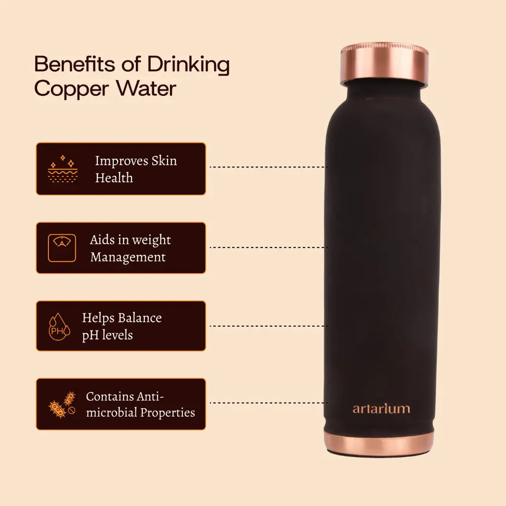 Eco-Friendly Copper Bottle with Straw & Cleaning Brush