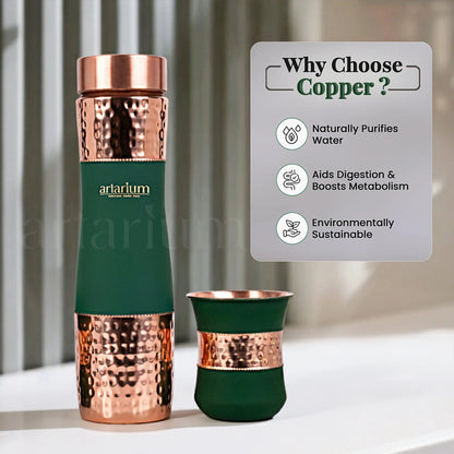 Hammered Copper Bottle in Cups Artarium