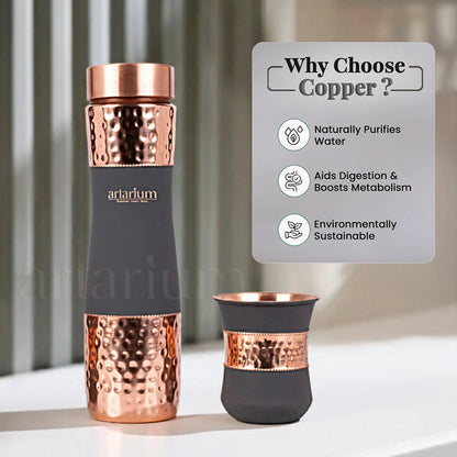 Hammered Copper Bottle in Cups Artarium