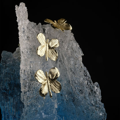 Blue Sea Wave with Golden Butterflies Sculpture 