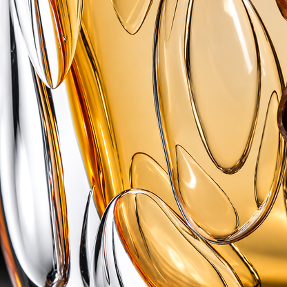 Crystal Flora Doré Alloy Petal Glass Vase 