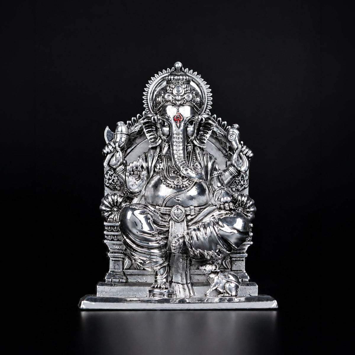 Lalitasana Ganesha Silver Plated Idol 