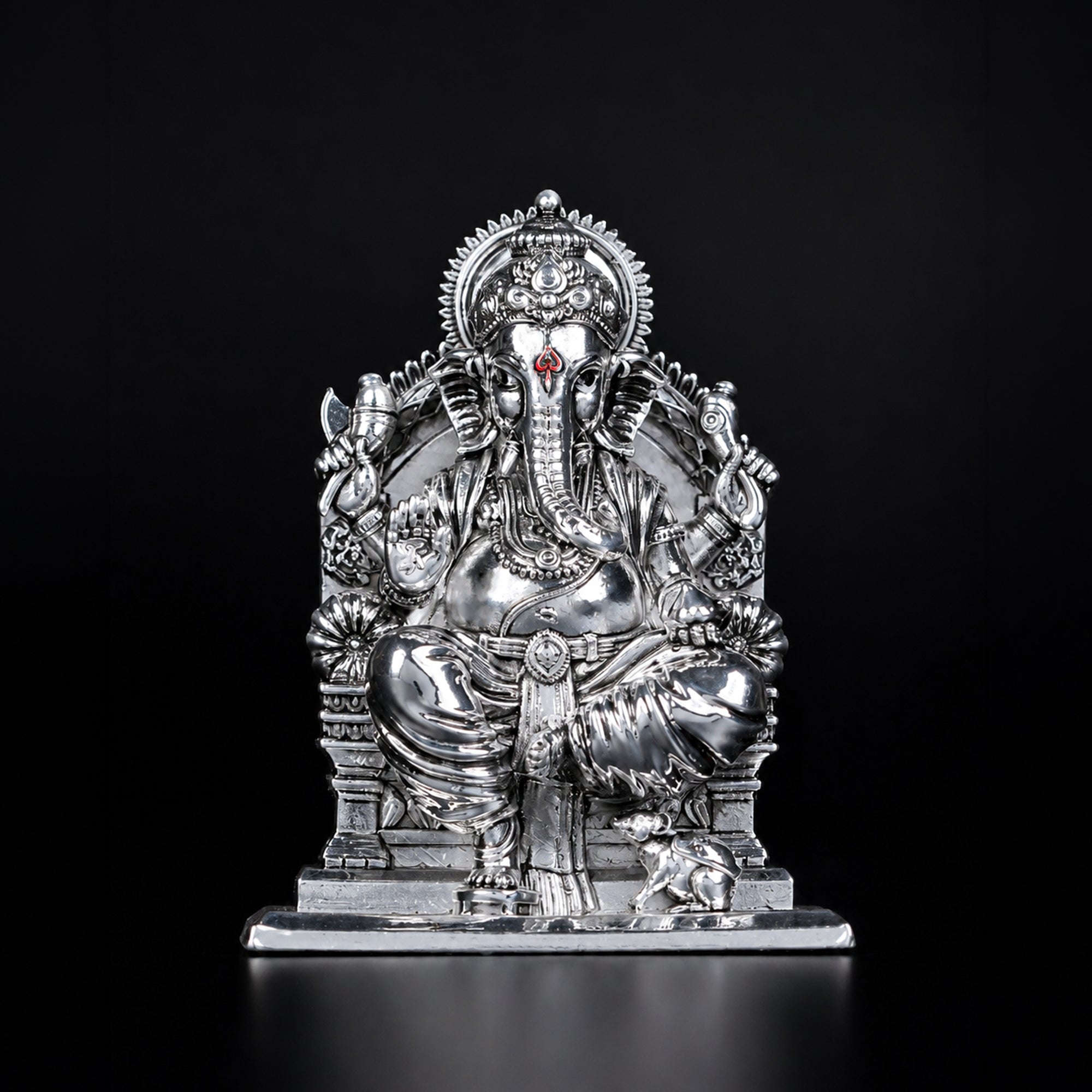 Lalitasana Ganesha Silver Plated Idol 
