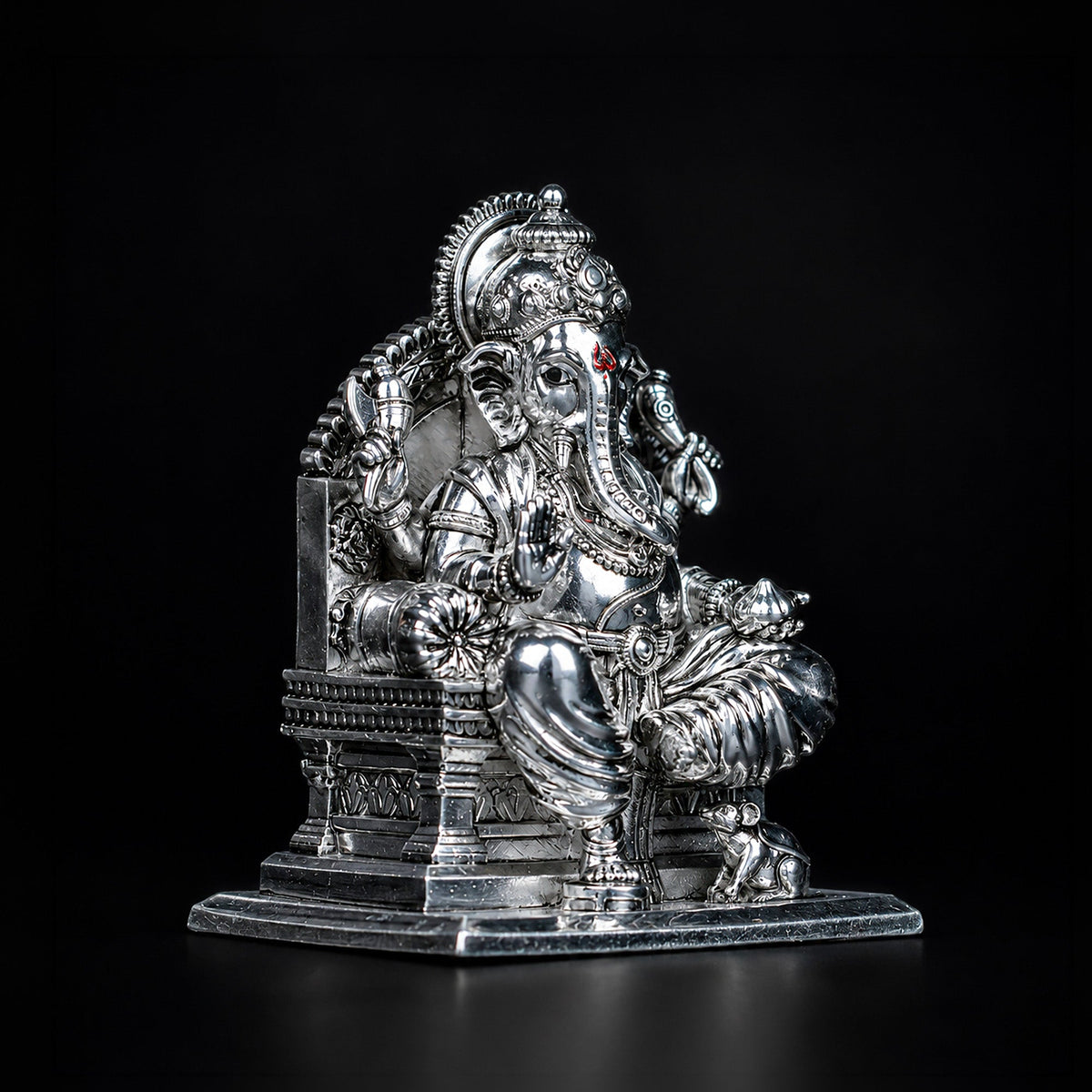 Lalitasana Ganesha Silver Plated Idol 