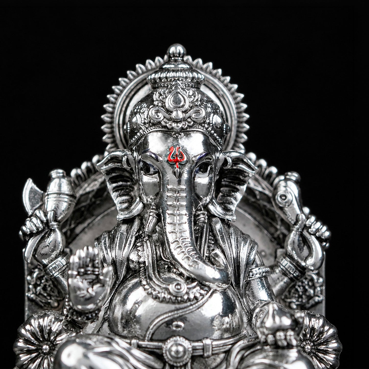 Lalitasana Ganesha Silver Plated Idol 
