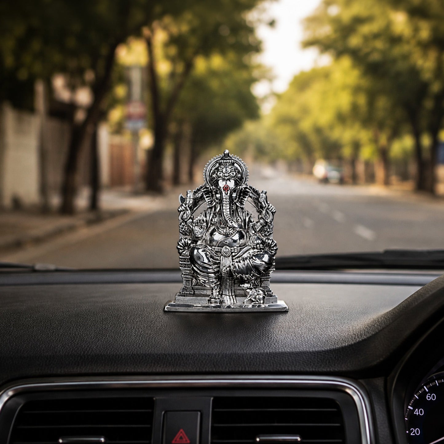 Lalitasana Ganesha Silver Plated Idol 