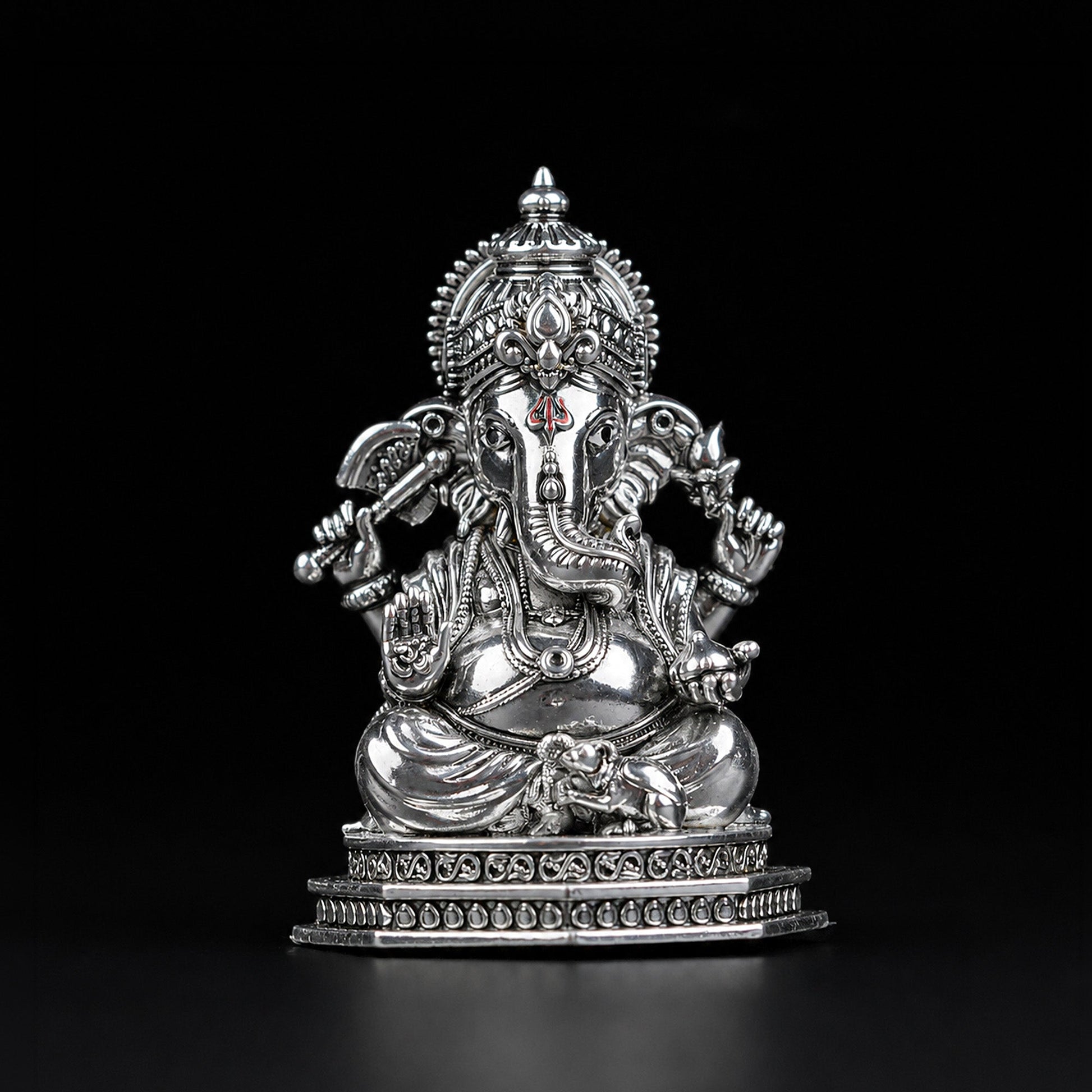Divine Ganesha Silver Plated Idol 