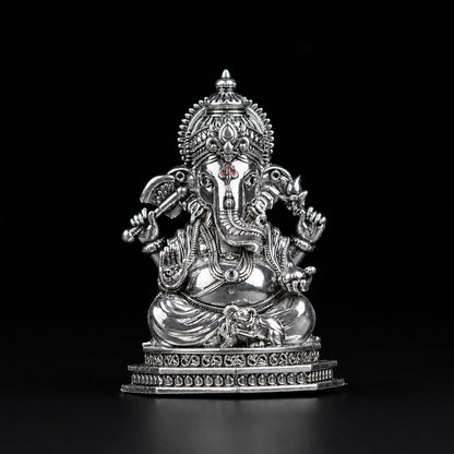 Divine Ganesha Silver Plated Idol 