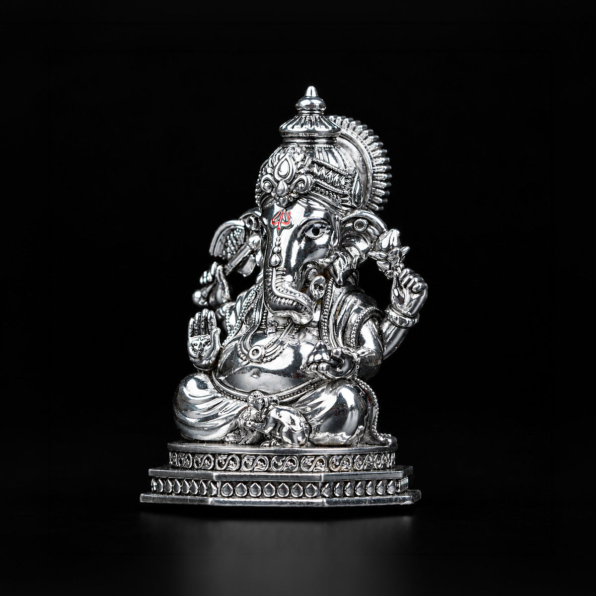 Divine Ganesha Silver Plated Idol 
