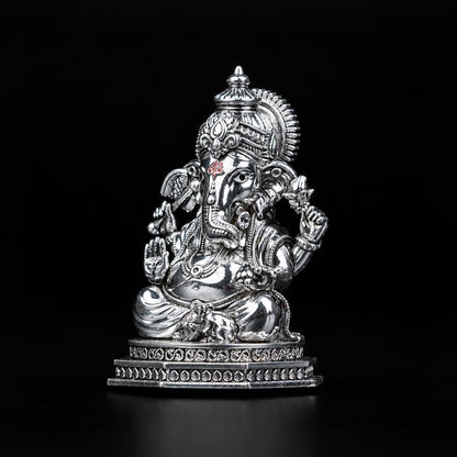 Divine Ganesha Silver Plated Idol 