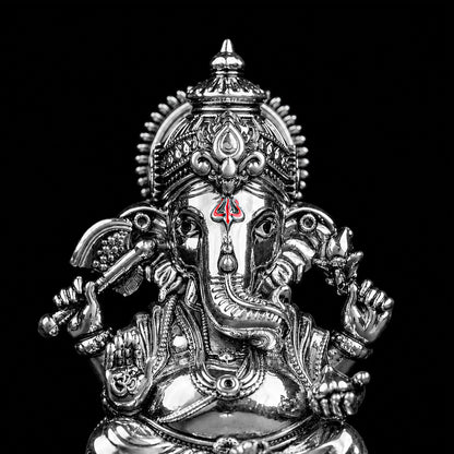 Divine Ganesha Silver Plated Idol 