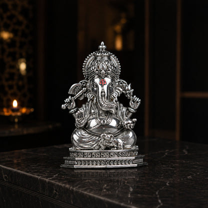 Divine Ganesha Silver Plated Idol 