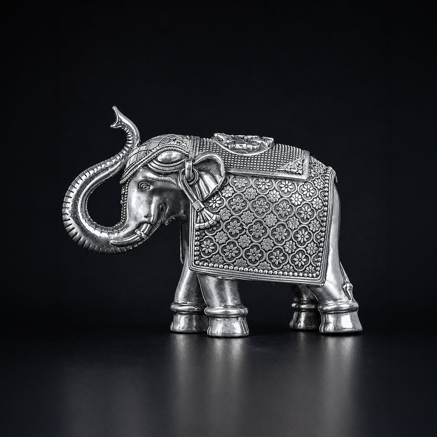 Antique Royal Elephant Pair Silver Plated 