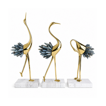 Luxury Crystal Crane Sculpture 