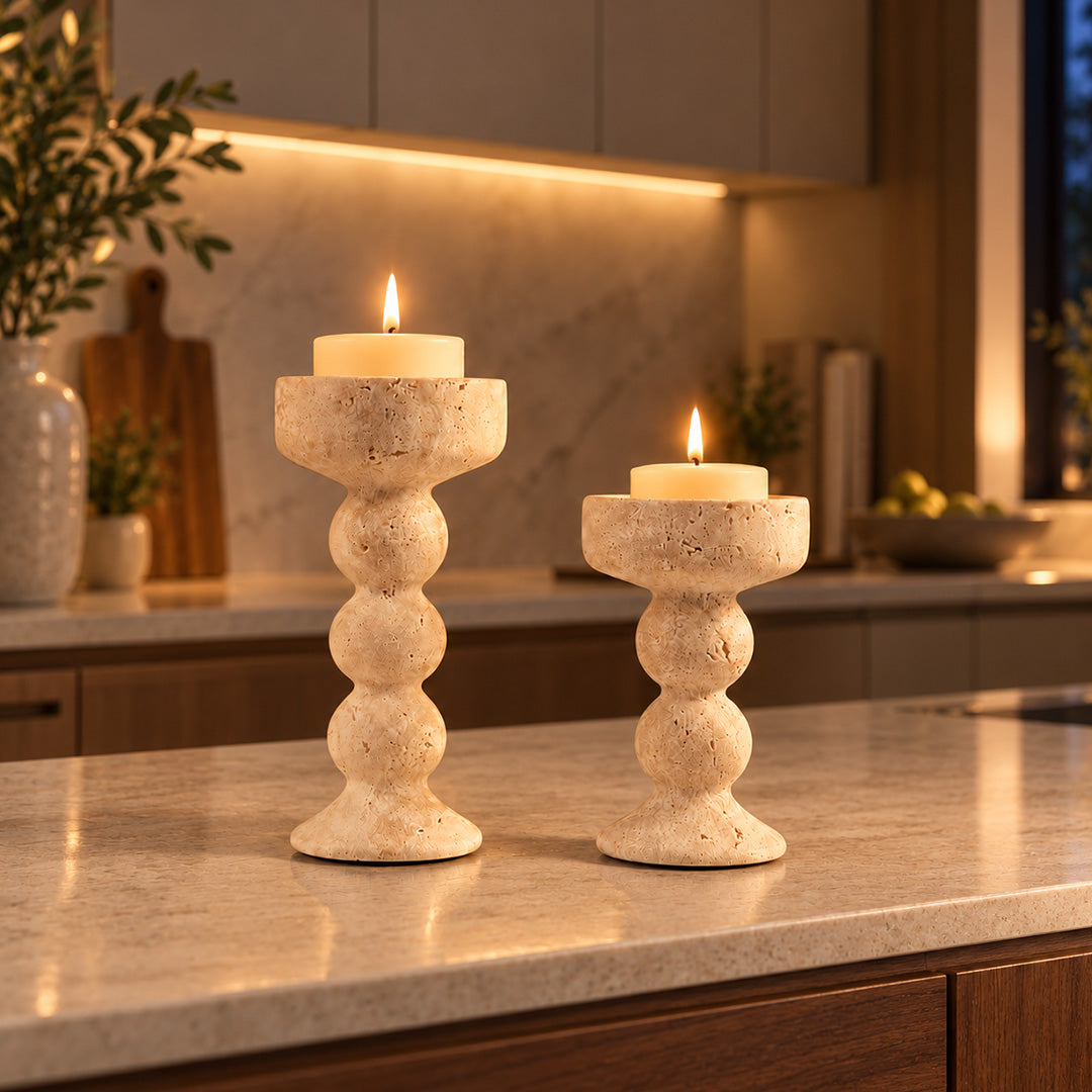 Ivory Marble Totem Duo 