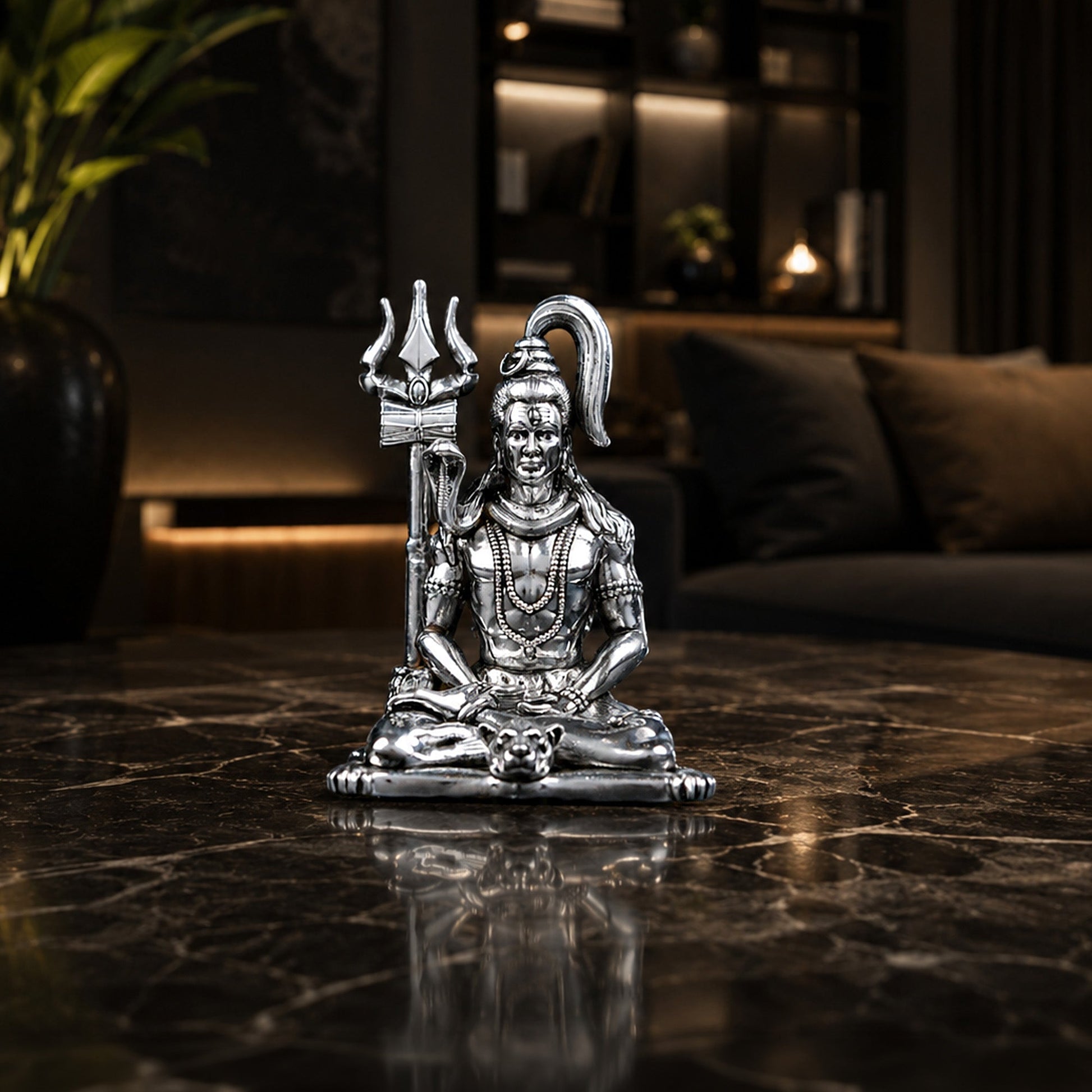 Meditating Lord Shiva Silver Plated 