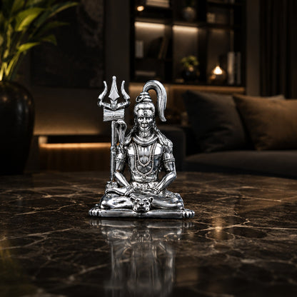 Meditating Lord Shiva Silver Plated 