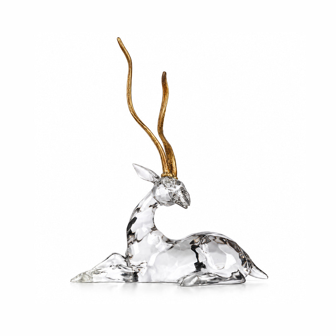 Standing African Gazelle with Golden Antlers 