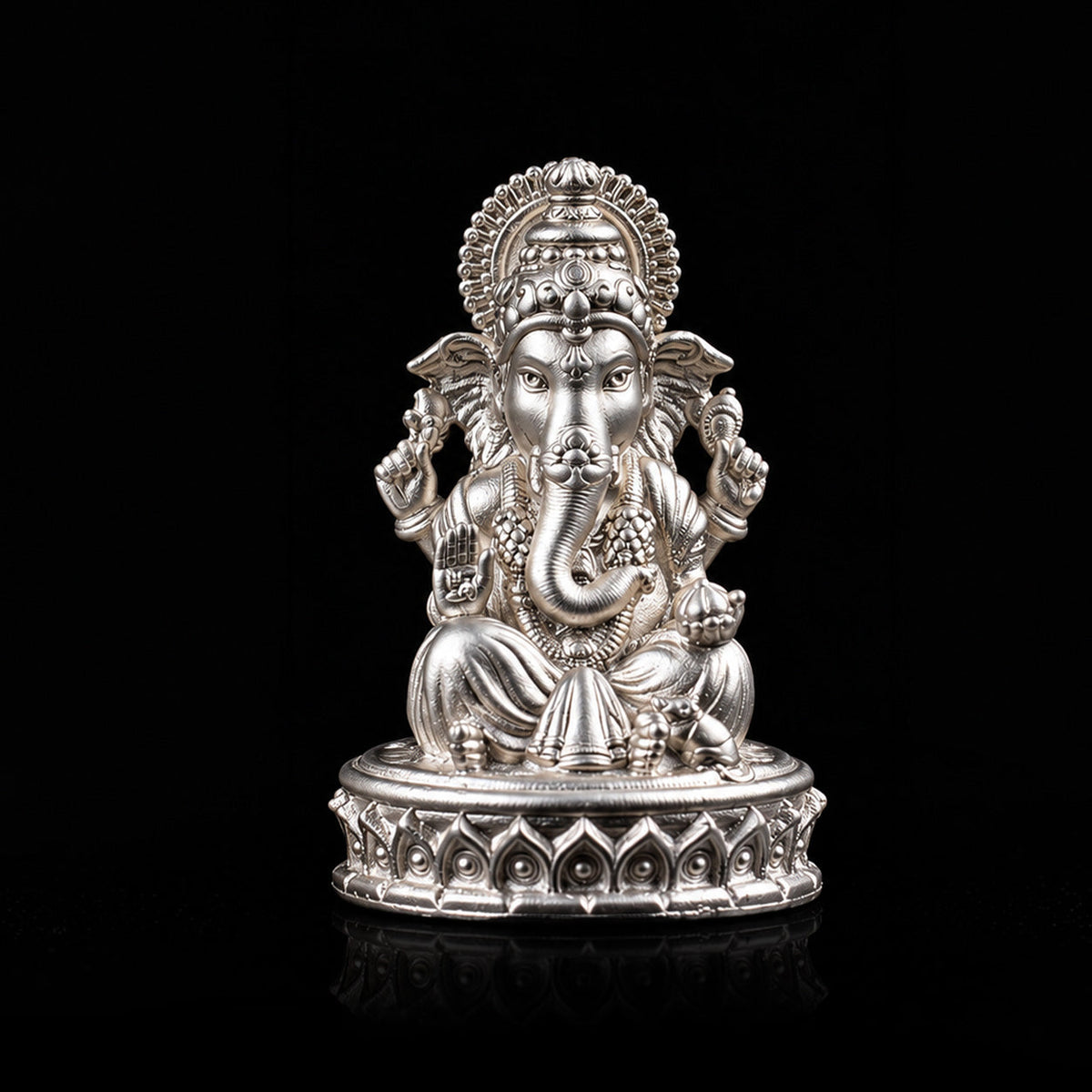 Lord Ganesha Pure Silver Idol (Hollow) with Premium Packaging 