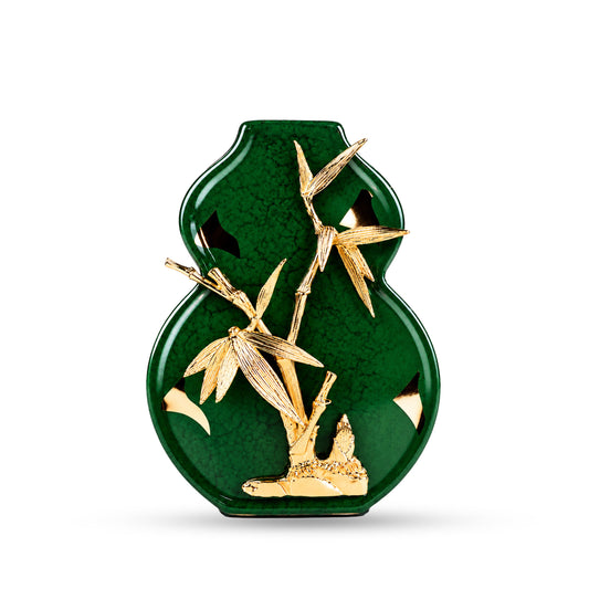 Zinc Alloy Petals Ceramic Emerald Vase 