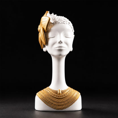 African Lady white Bust Sculpture 