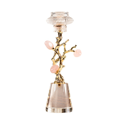 Zinc Alloy Tree Shape Crystal Candle Holder 