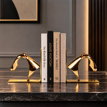 Gold Horse Head Brass Bookends 