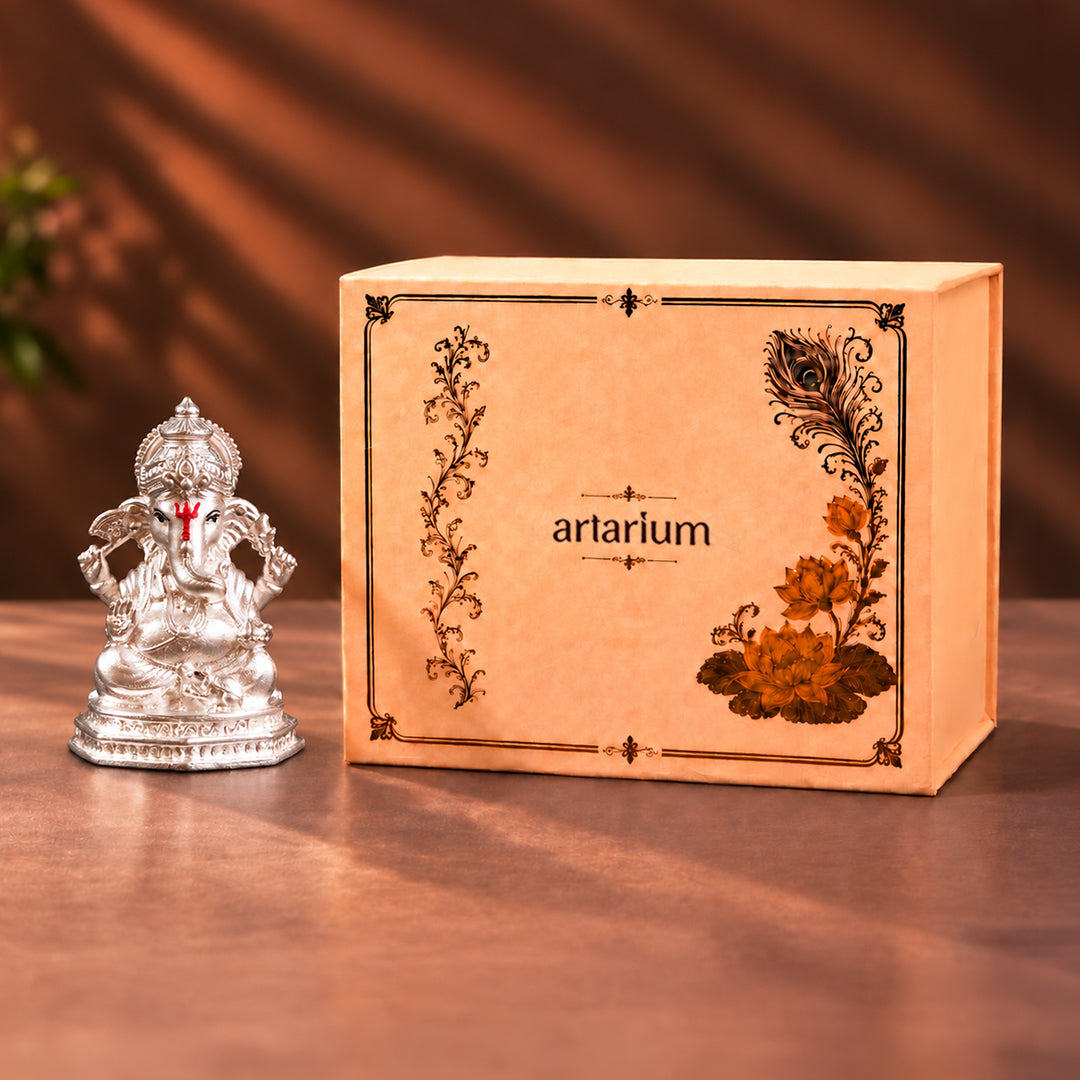Mangal Ganesh Pure Silver Idol(Hollow) with Premium Packaging 