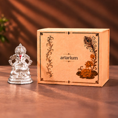 Mangal Ganesh Pure Silver Idol(Hollow) with Premium Packaging 