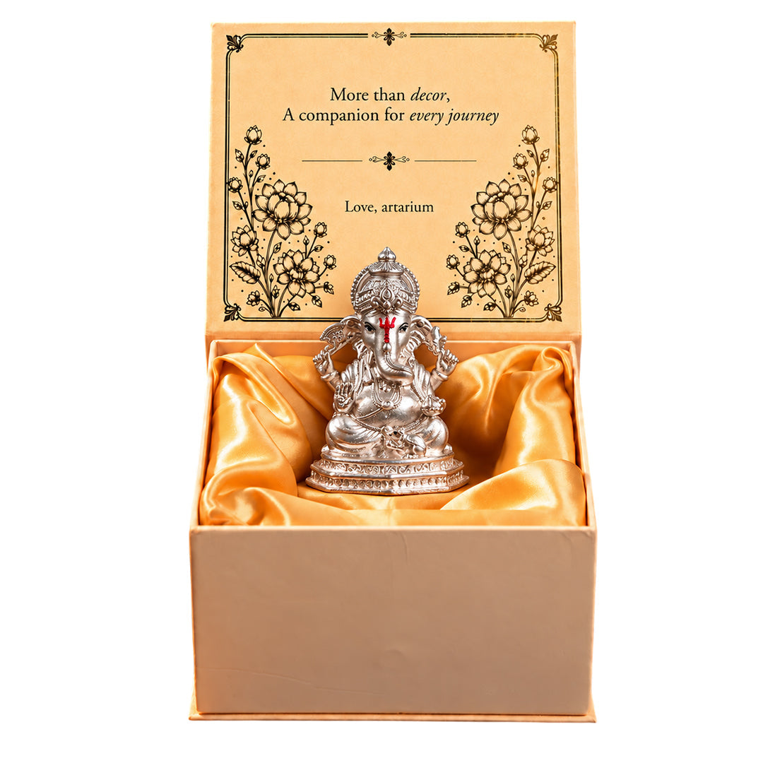 Mangal Ganesh Pure Silver Idol(Hollow) with Premium Packaging 