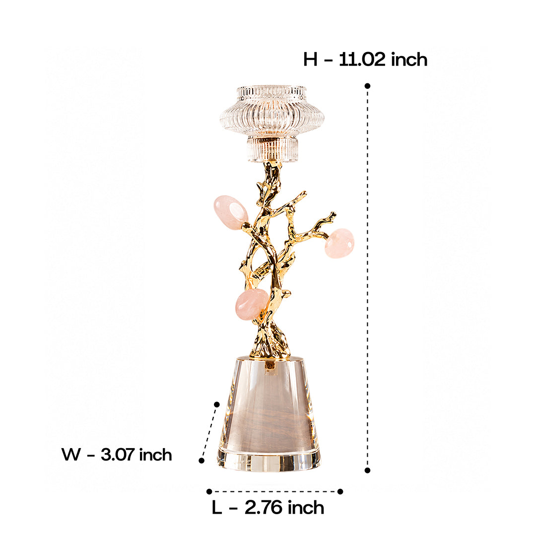 Zinc Alloy Tree Shape Crystal Candle Holder 