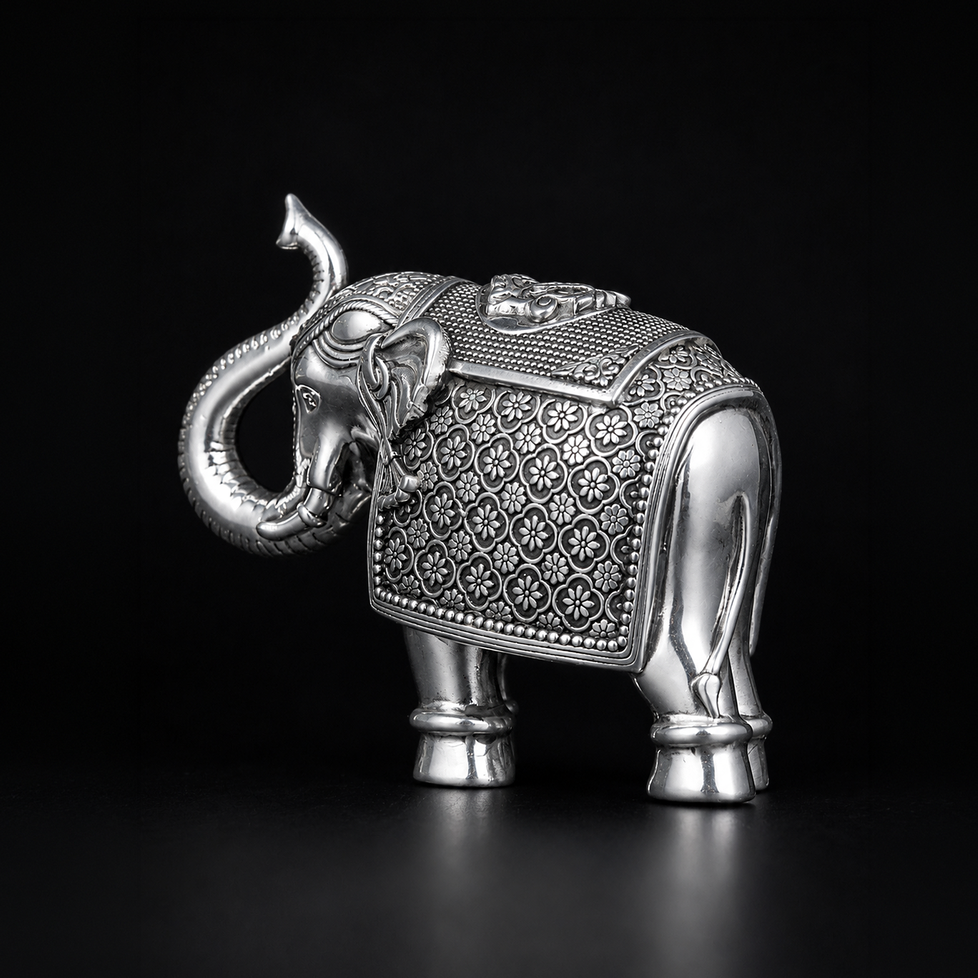 Antique Royal Elephant Pair Silver Plated 