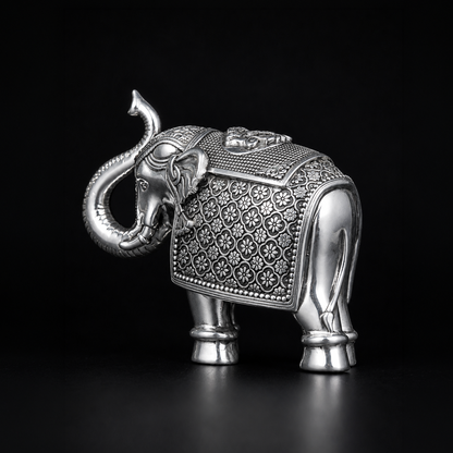 Antique Royal Elephant Pair Silver Plated 