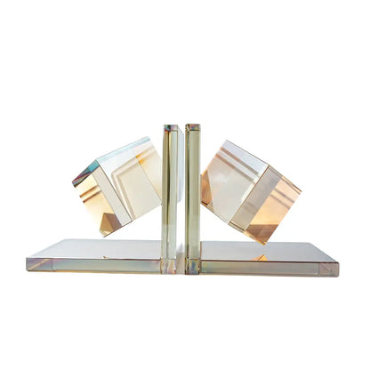 Optic Cube Crystal Bookends 
